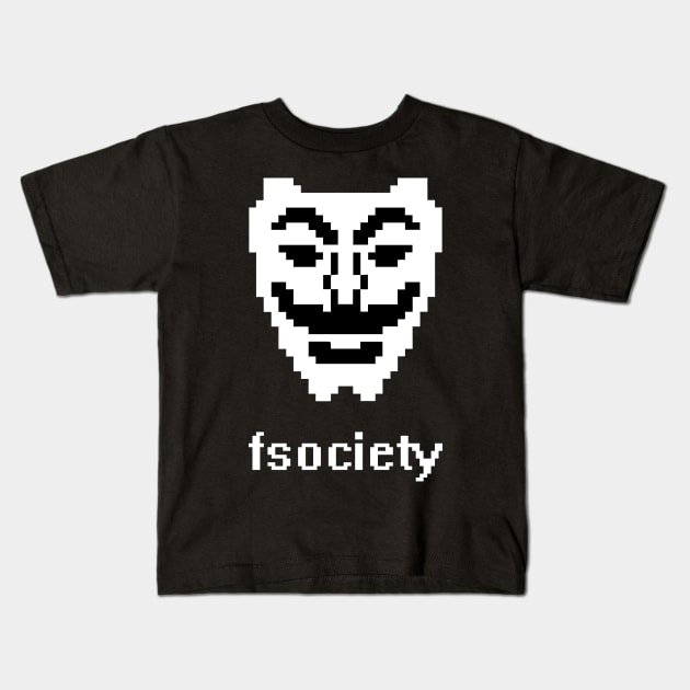 Fsociety Mask (Mr. Robot) Kids T-Shirt by Widmore